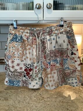 Maison Article Paisley Patchwork Drawstring Hybrid Shorts Size Large
